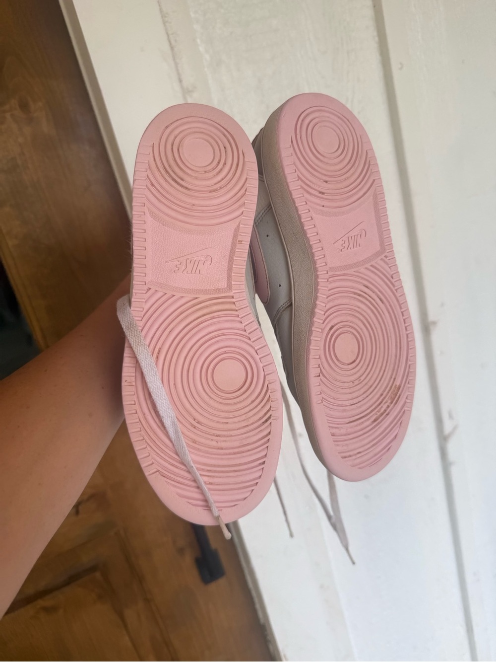 Women's Nike Air Force Low-Top Sneakers - White and Light Pink - Picture 3 of 6